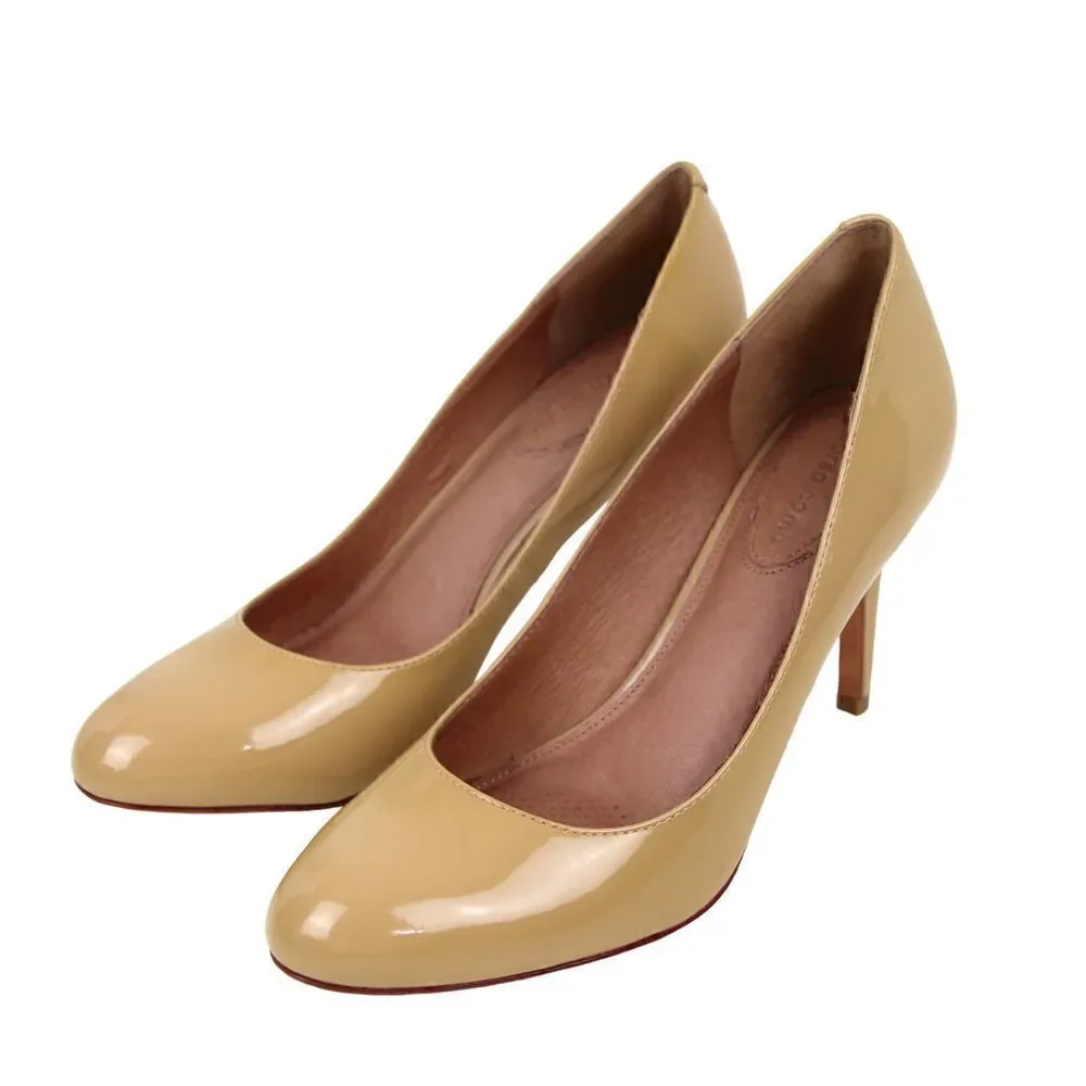 CORSO COMO BEIGE GENUINE LEATHER HIGH HEEL ROUND TOE PUMP WOMEN'S SHOES 9.5 M